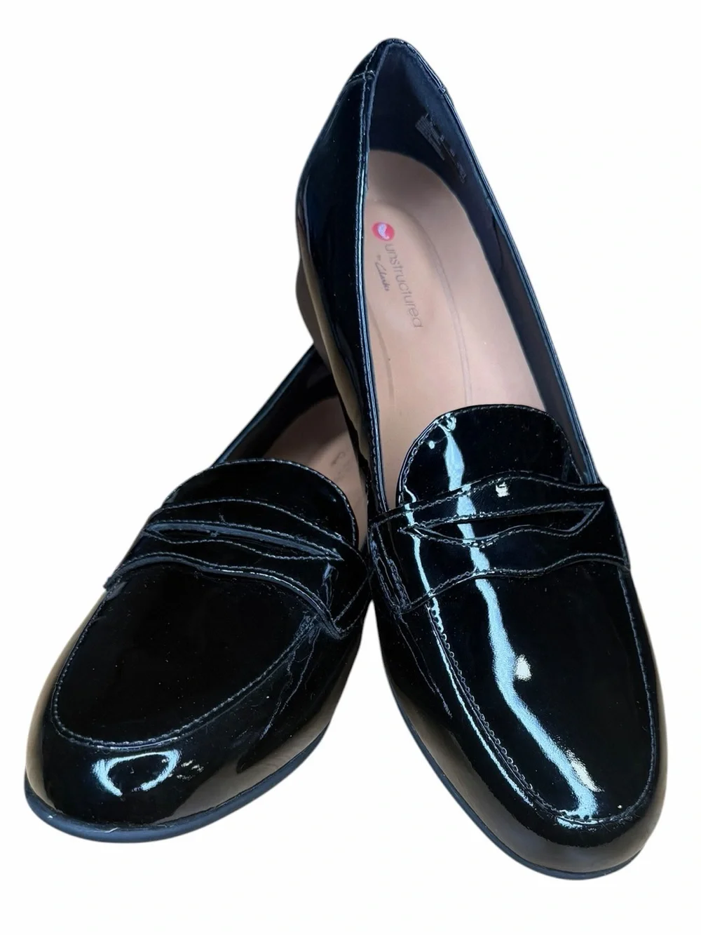 Clarks Unstructured Un Blush Go Black Patent Leather Penny Loafers Women’s 8